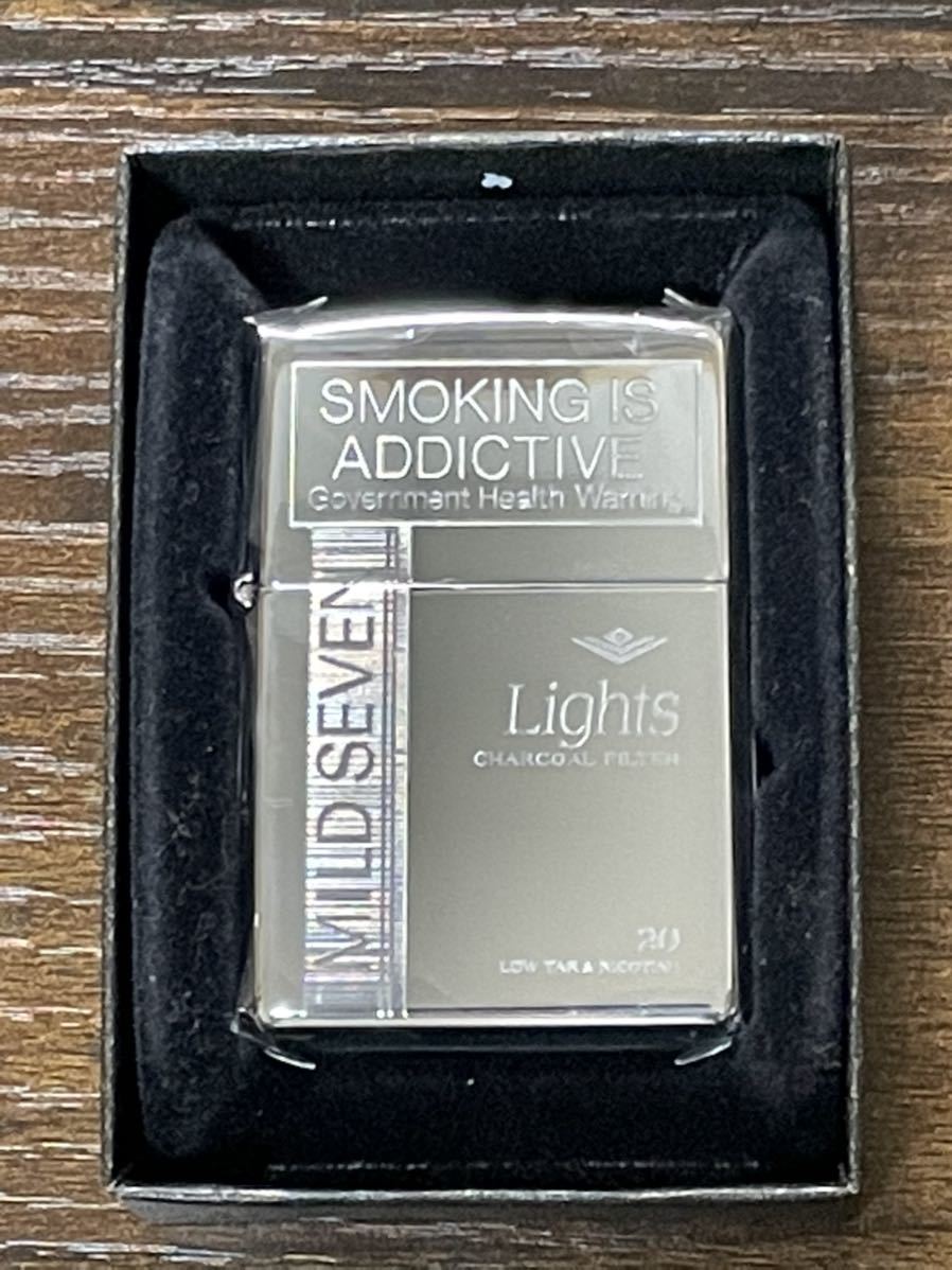zippo MILD SEVEN Lights 限定品 マイルドセブン 2001年製 SMOKING ADDICTIVE 年代物 MEVIUS  メビウス デットストック ケース 保証書