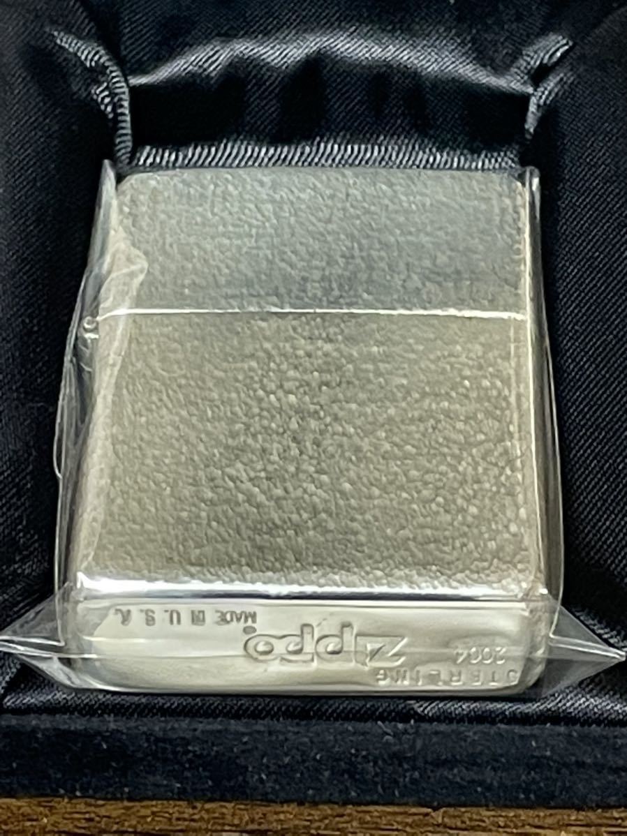 zippo スターリングシルバー 特殊5面彫刻 STERLING SILVER 2004年製 純銀 特殊加工品 シルバー デットストック ベロアケース 保証書_画像1