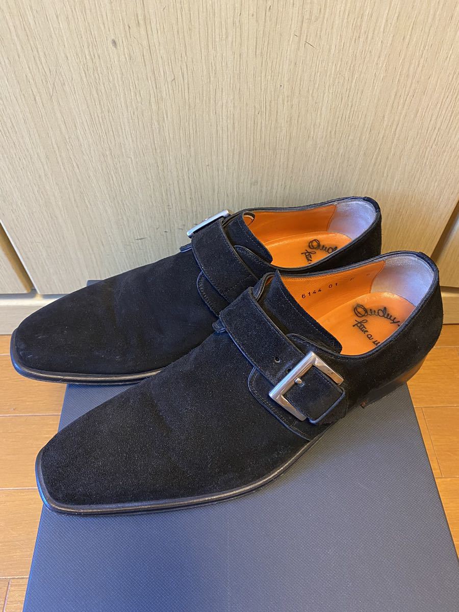 正規 SANTONI サントーニ シングルモンクストラップ スウェード レザー ドレスシューズ 黒 6_画像1