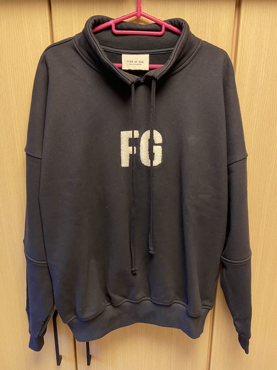 正規 19SS FEAR OF GOD フィア オブ ゴッド SIXTH COLLECTION FG ロゴ パッチ プルオーバー スウェット シャツ  紺 S RN 139190 FG20-003