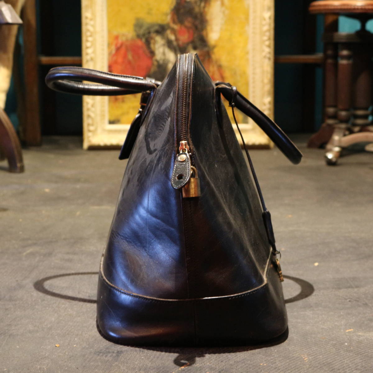 FREE HAND / leather bag / black / oil leather / bag / free hand / Vintage 