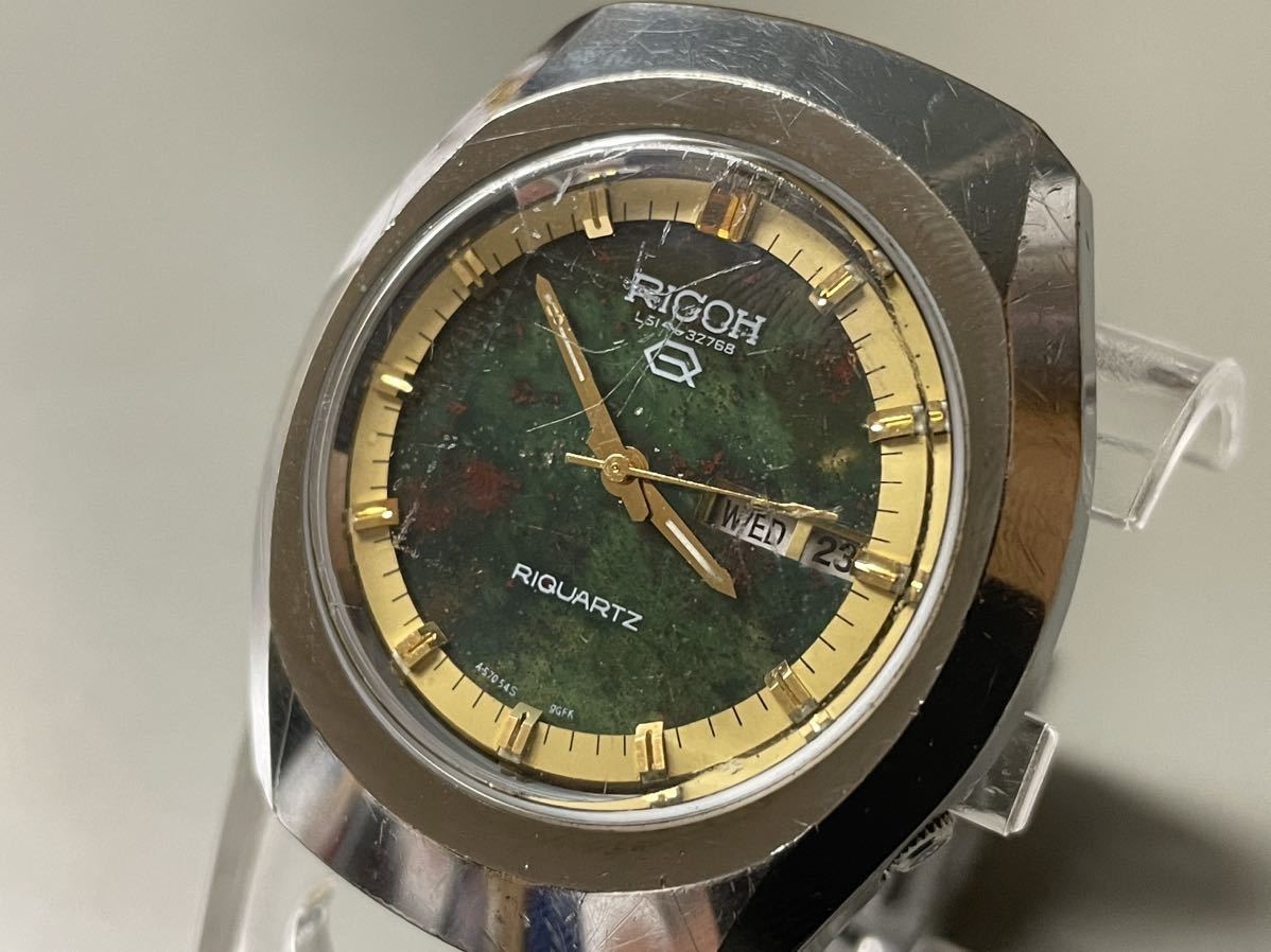 1円〜◆RICOH リコー RIQUARTZ 570011S カットガラス メンズ腕時計 稼働品_画像1
