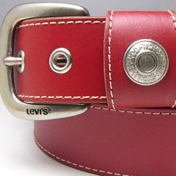 ベルト LEVI'S 本革 リーバイス 牛革 メンズベルト 40mm 6091 レッド 新品 本物 ロゴ入りバックル_画像5