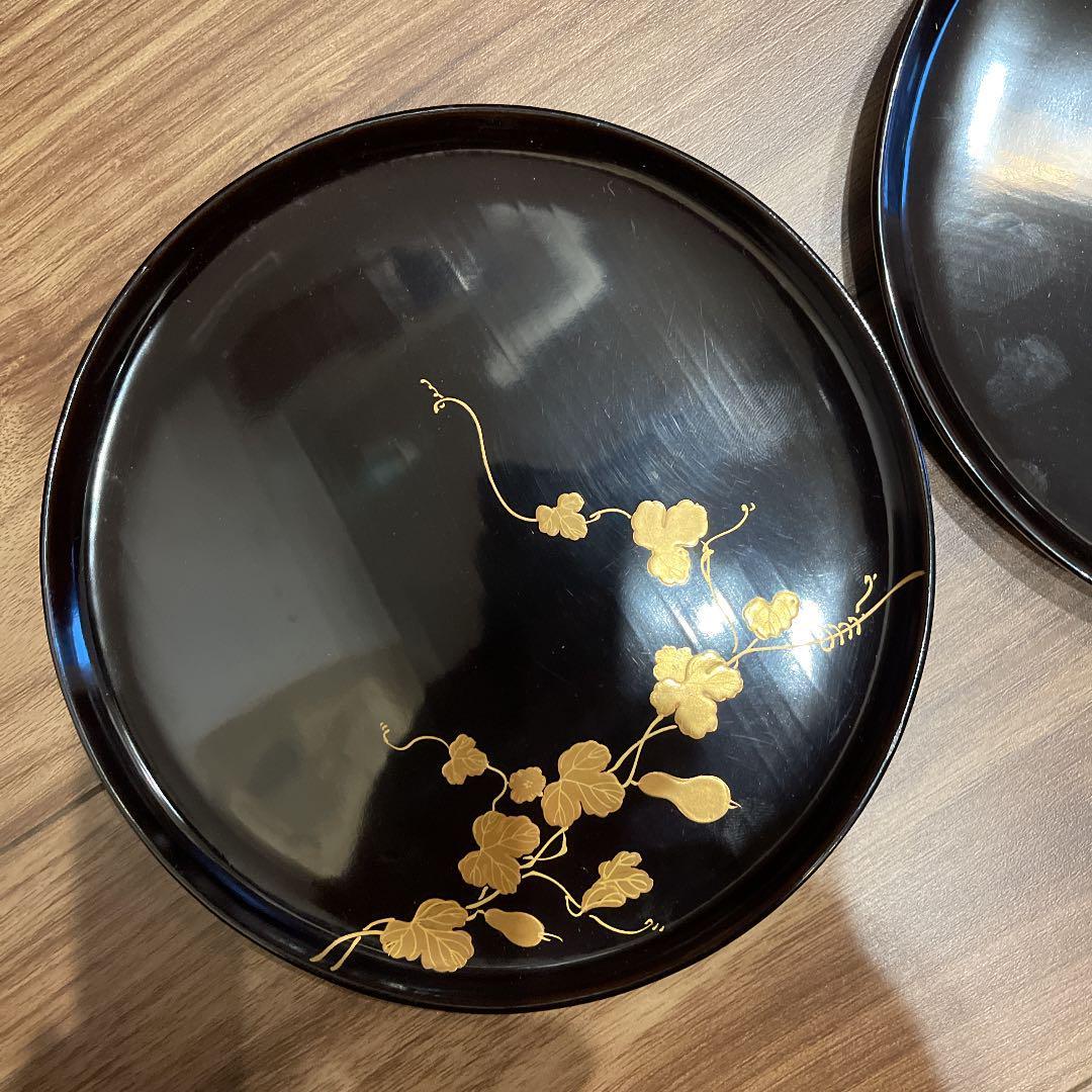 開店記念セール輪島塗 図変わり 蒔絵 木地 銘々皿 5枚 工芸品