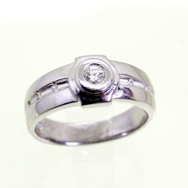 経典 ◎中古美品◎18金WG ダイヤ 0.13ct メンズリング 16号 ゴールド
