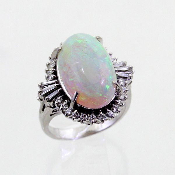 経典 ◎中古美品◎プラチナ オパール 7.04ct ダイヤ 0.63ct リング 11号 オパール