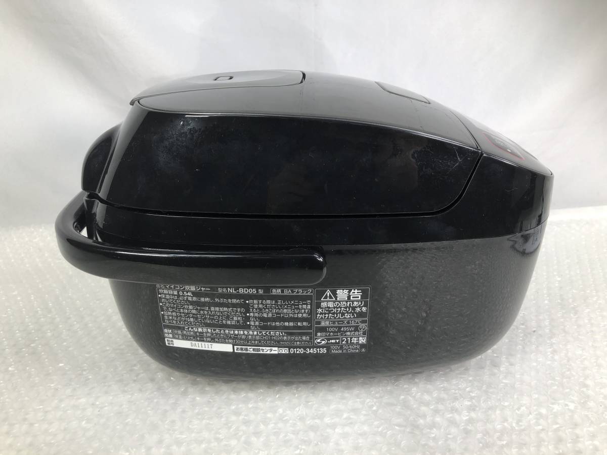 1122C【中古/動作OK】ZOJIRUSHI マイコン炊飯ジャー 極め炊き NL-BD05型 0.54Lサイズ △21年製/象印マホービン/家電/炊飯器/人気_画像6