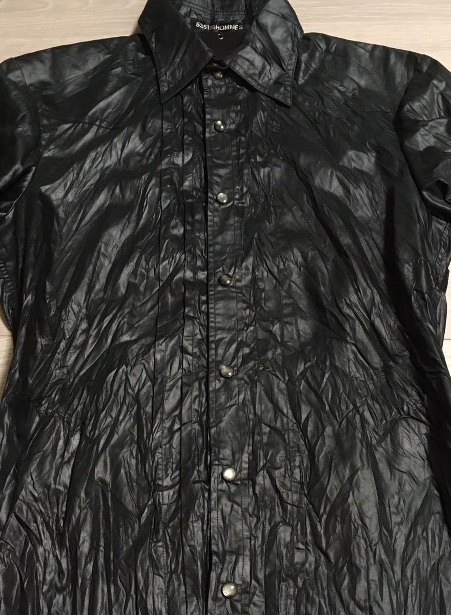 5351プールオム最高級漆黒グロスコーティングクラッシュシャツ新品【定価47000円】5351pour les Hommes SHELLAC kiryuyrik dior homme ROEN_希少なグロスコーティングが格好良いです。