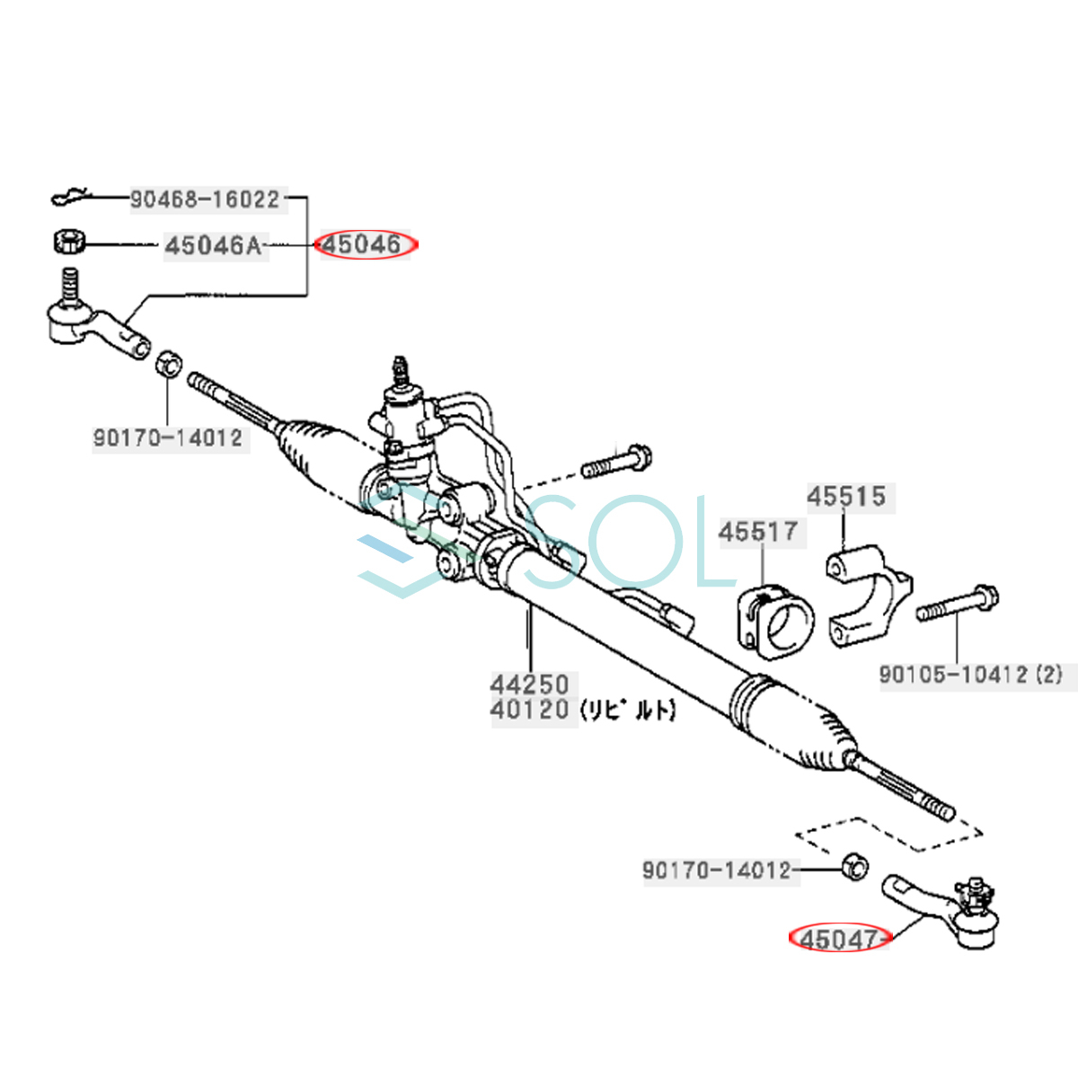 トヨタ アルテッツァ アルテッツァジータ(GXE10 JCE10 SXE10) フロント タイロッドエンド ナット付 左右セット 45470-59035 45460-59035_画像2