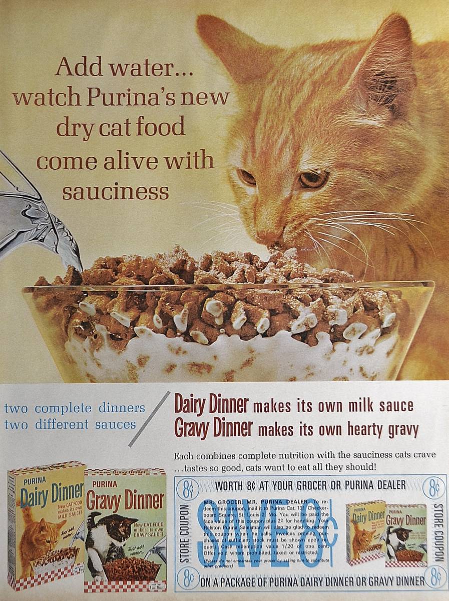  rare!1964 year Purina Cat Food advertisement / cat /. cat / pet /80