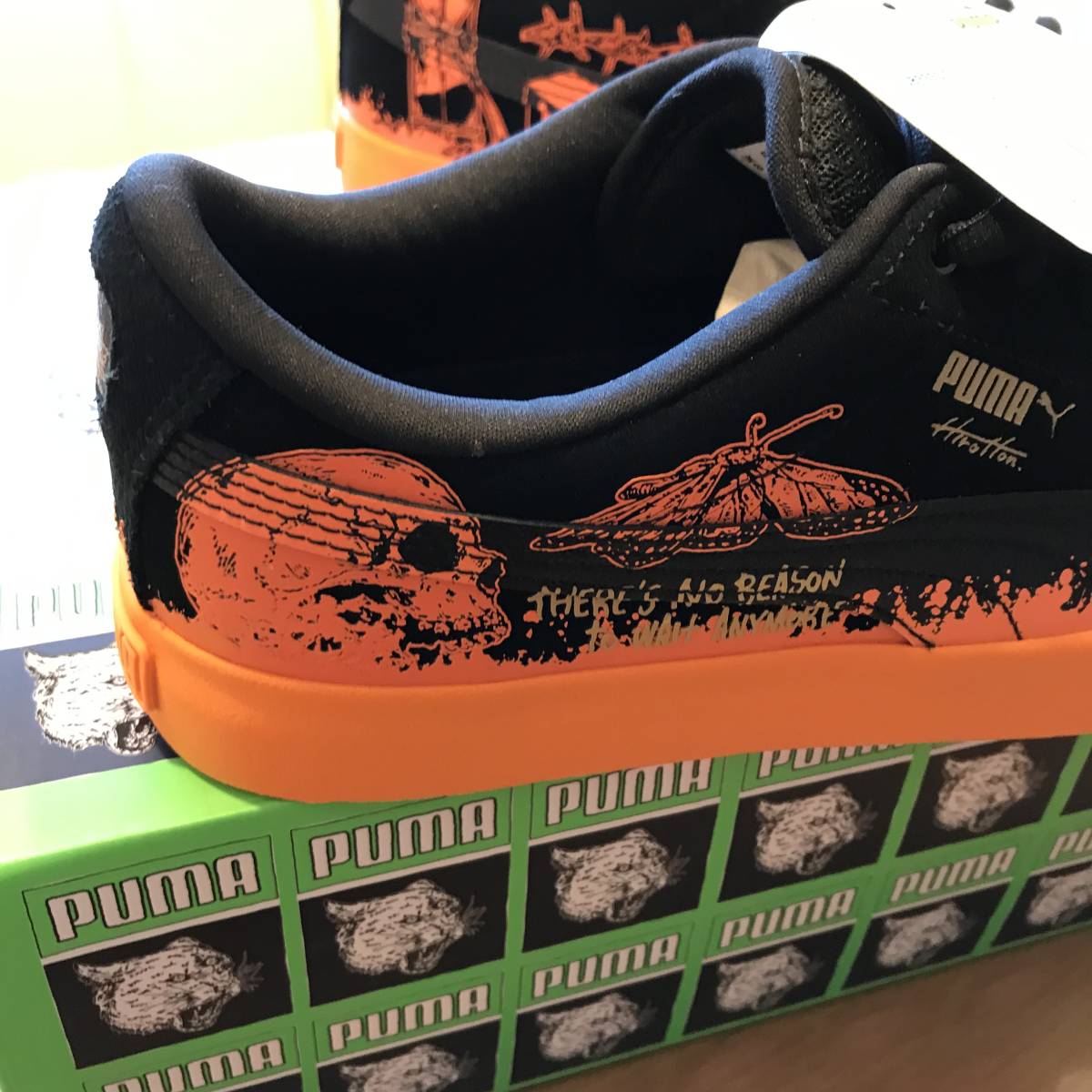 PUMA Hirotton with autograph SUEDE SKATE HIROTTON skateboard suede sneakers orange sticker attaching 