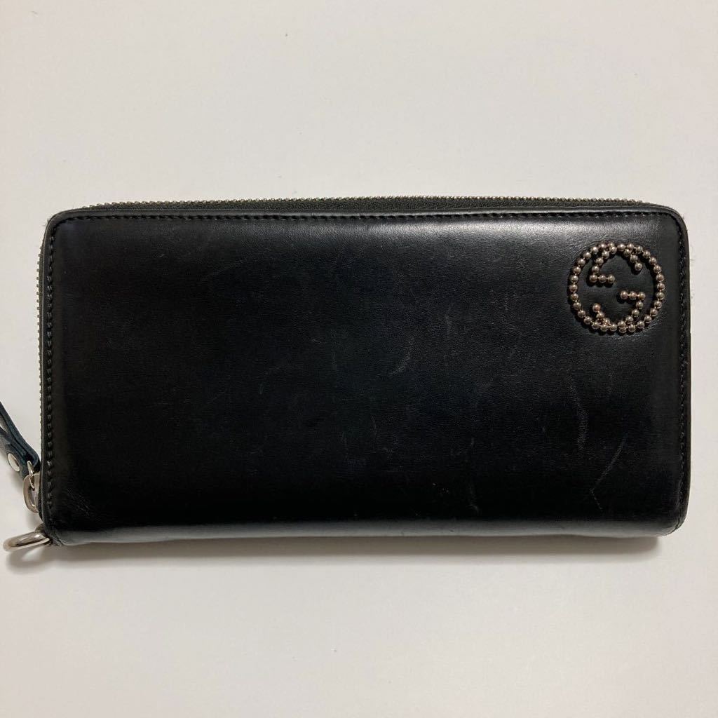 ☆GUCCI グッチ ラウンドファスナー 長財布 黒 インターロッキング