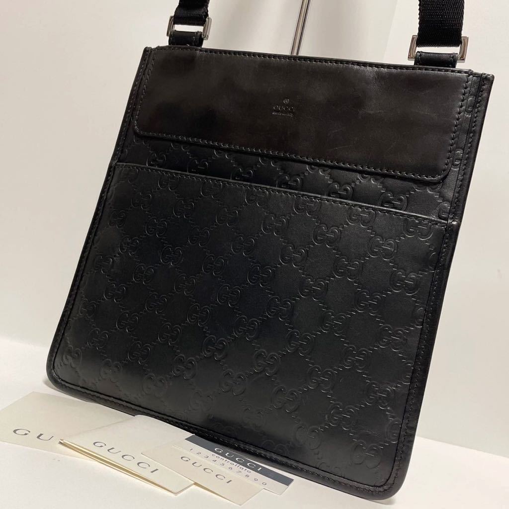 ☆美品 GUCCI グッチ シマ GG柄 レザー ショルダーバッグ メンズ 27639