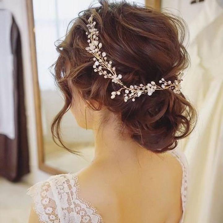ヘッドドレス フラワーパール ブライダルアクセサリー 結婚式 髪飾り シルバーの画像2