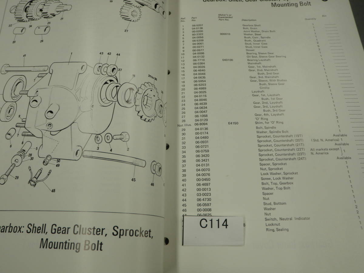 ノートン NORTON　コマンド850　MKⅢ エンジンNO　325001　フレームNO　Ｆ125001　パーツリスト 　パーツカタログ　当時物　 C114 希少_画像4