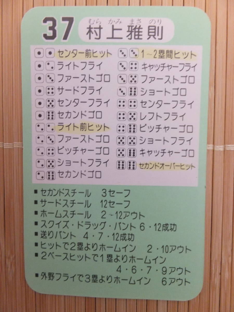 タカラ プロ野球カードゲーム 57年 日本ハムファイターズ 村上 雅則（1枚）