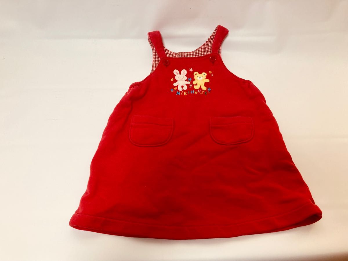 ミキハウス 女児ワンピース赤90サイズジャンパースカート MIKIHOUSE