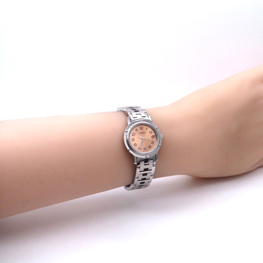 HERMES】エルメス 時計 'クリッパー CL4 210' ピンク文字盤 極美 HERMES】エルメス 時計 'クリッパー CL4 210' ピンク文字盤 極美