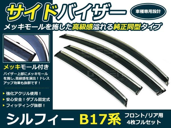 送料無料 サイドバイザー ドアバイザー シルフィー B17系 日産 スモーク_画像1