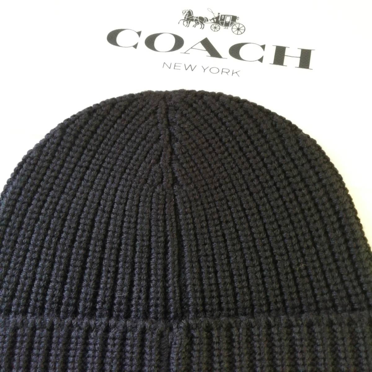 29700円★ 新品&正規品保証★コーチ COACH★メリノ ウール★リブ ニット ハット★ビーニー黒★86553_画像8