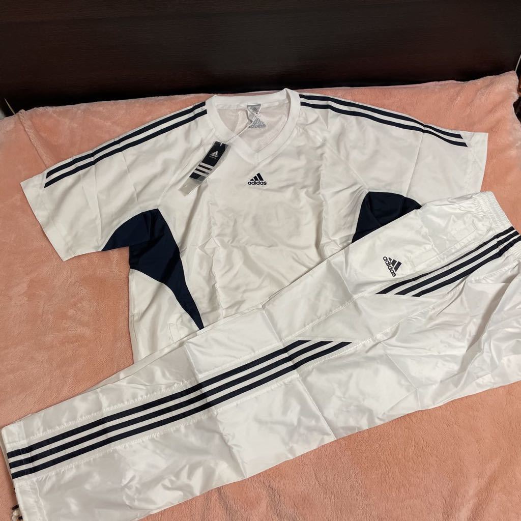 新品■メンズXO■adidas■裏メッシュ■半袖■ナイロン■白×紺■の画像1