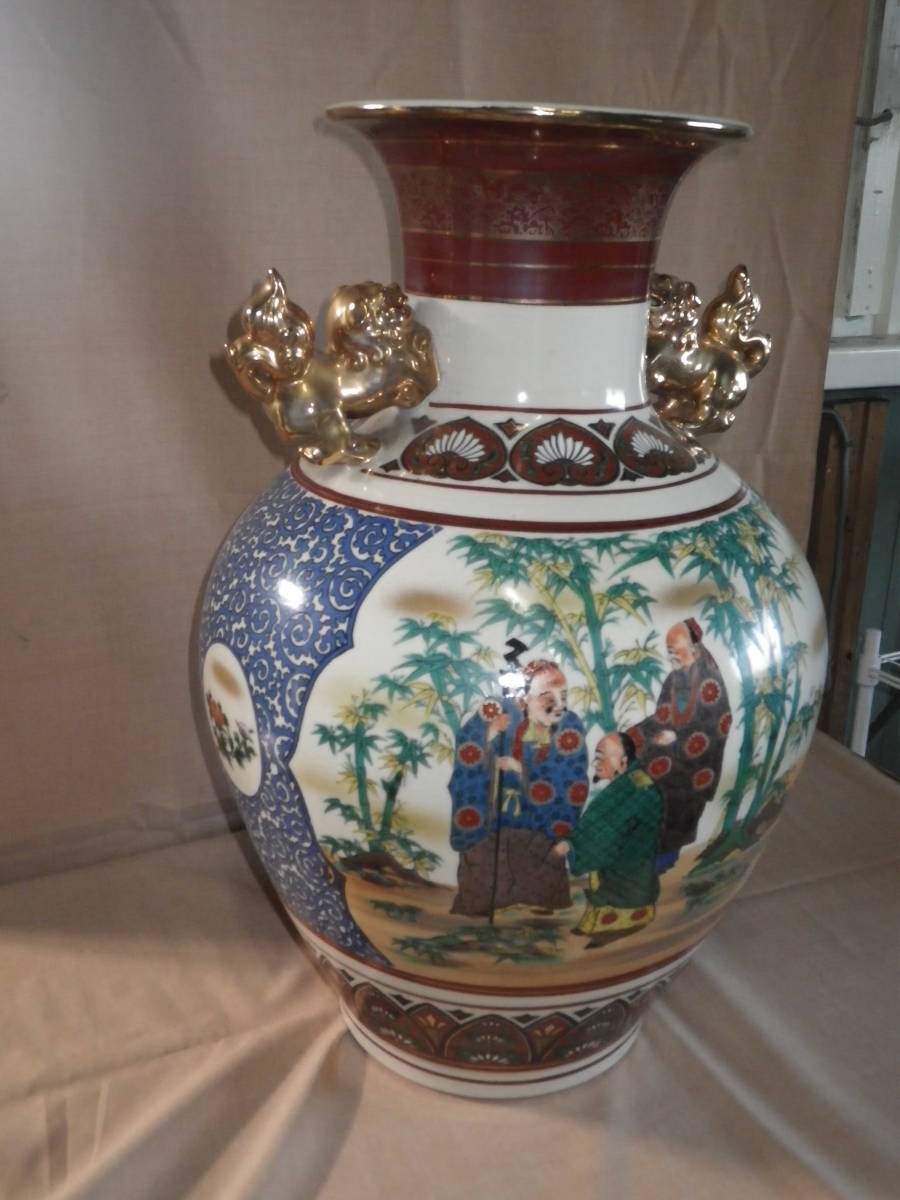 中華のおせち贈り物 骨董品 花瓶 【花瓶/壺】江戸時代 武士 戦鶴 置物