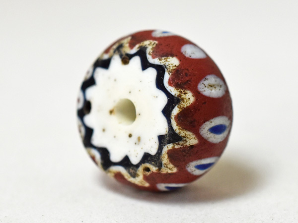 ○わくわくとんぼ玉☆ANTIQUE6層ブルーカットシェブロン玉A2 蜻蛉玉