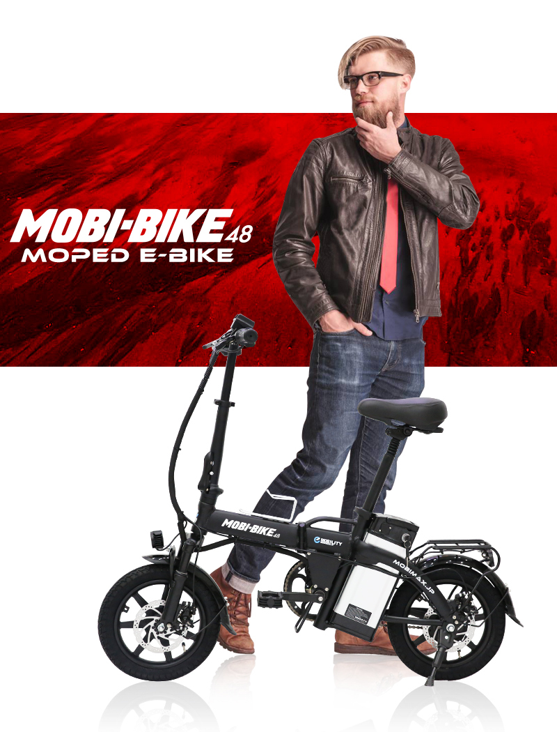 【新品】フル電動自転車 MOBI-BIKE48 アクセル付き モペット 折りたたみ自転車 ＜グレー＞_画像2