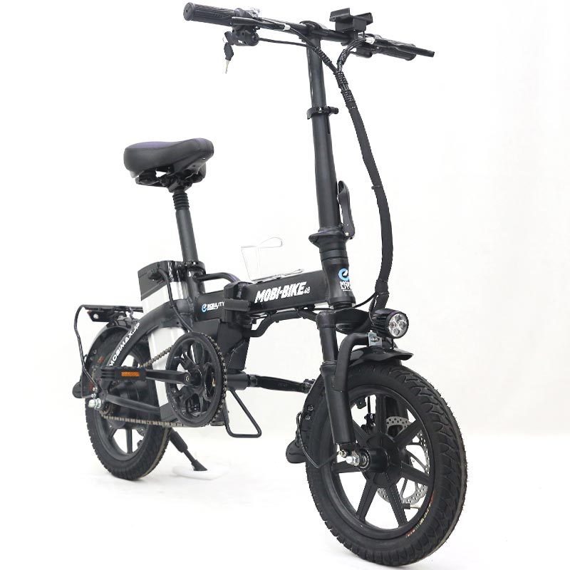 【新品】フル電動自転車 MOBI-BIKE48 アクセル付き モペット 折りたたみ自転車 ＜ブラック＞