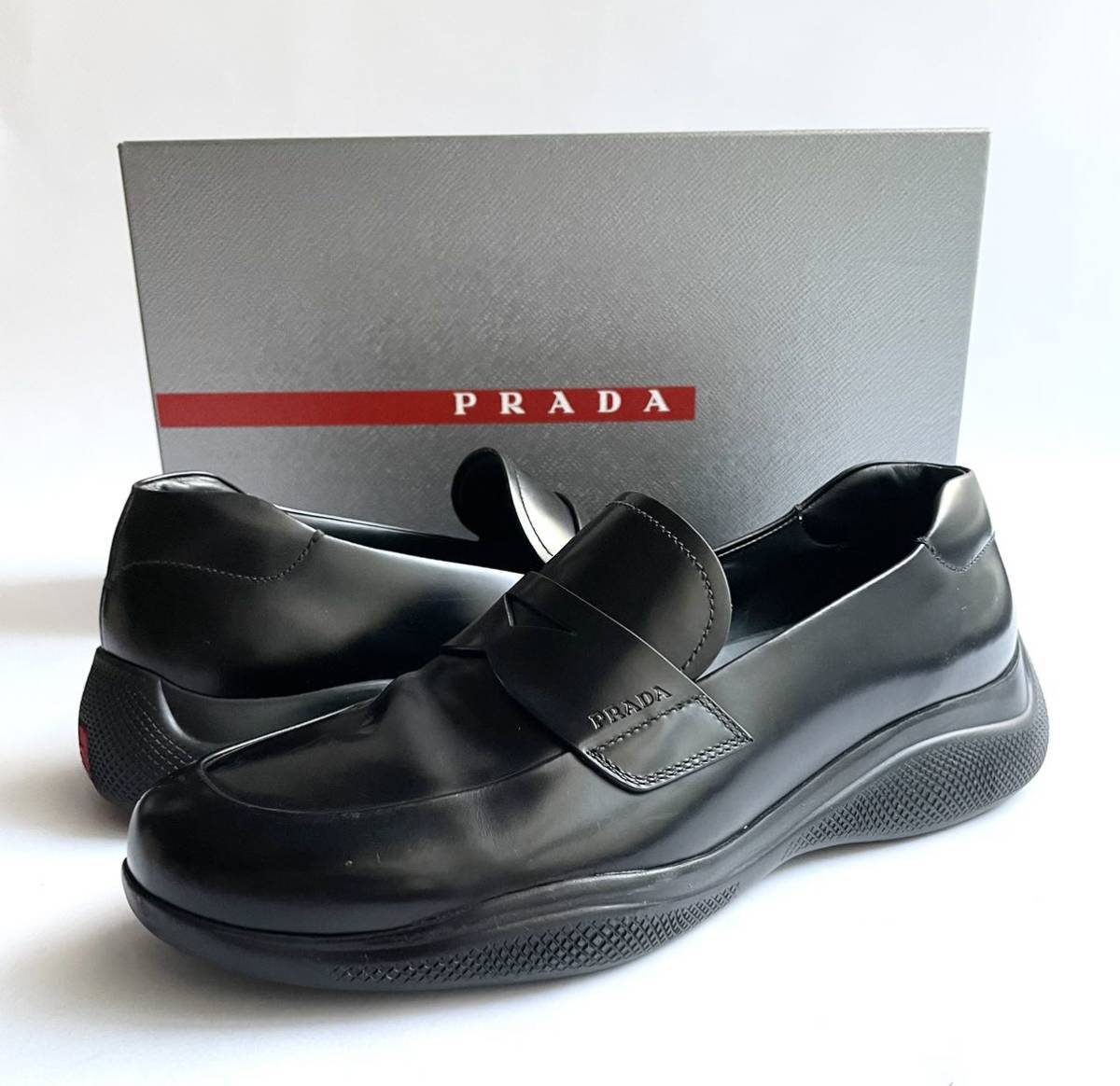 Yahoo!オークション - Prada Brushed Leather Sport Loafers Yahoo!オークション - Prada Brushed Leather Sport Loafers