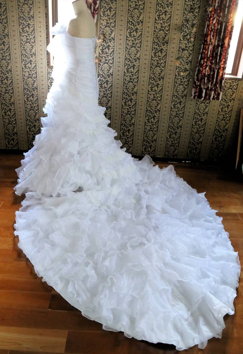  pure-white hard mermaid line high class wedding dress 9 number M size free shipping Yahoo auc exhibited commodity 