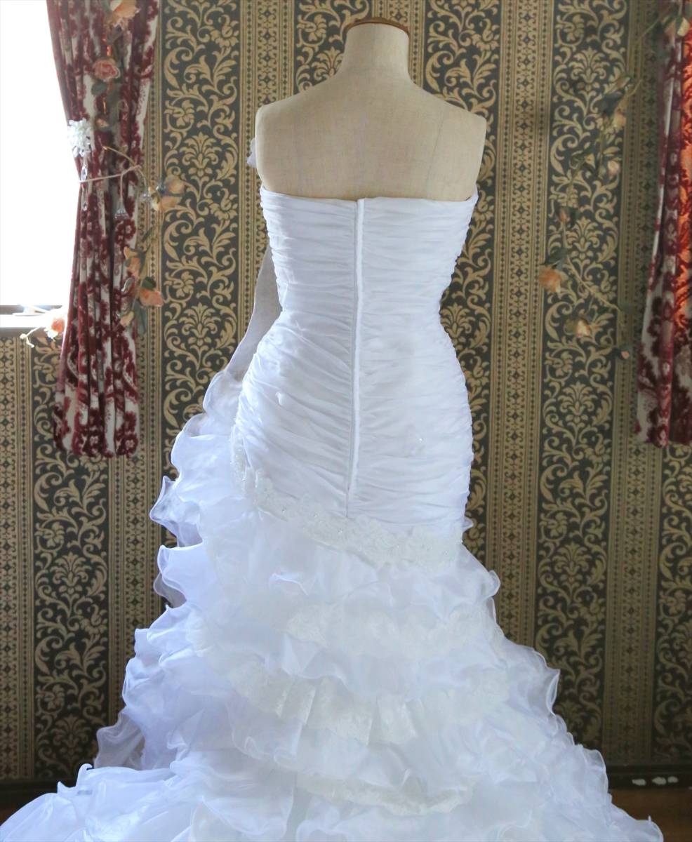  pure-white hard mermaid line high class wedding dress 9 number M size free shipping Yahoo auc exhibited commodity 