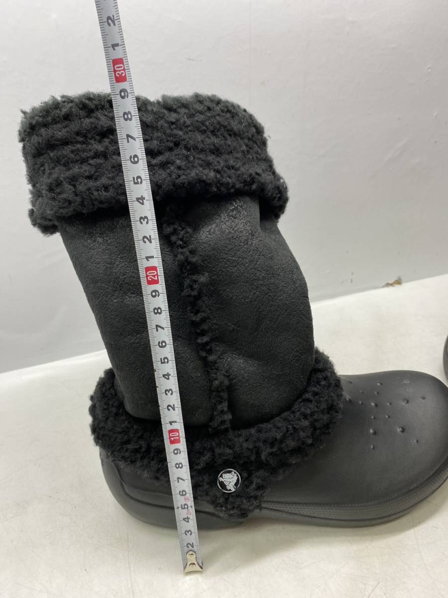 送料無料g12531 crocs クロックス ナディア スノーブーツ ショートブーツ W6 約 22cm ブラック ボア 箱付き_画像7