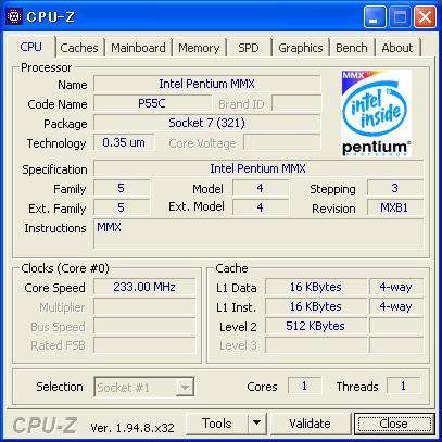 INTEL Pentium MMX 233 MHz PPGA (Socket7) ★中古正常品★ (2)