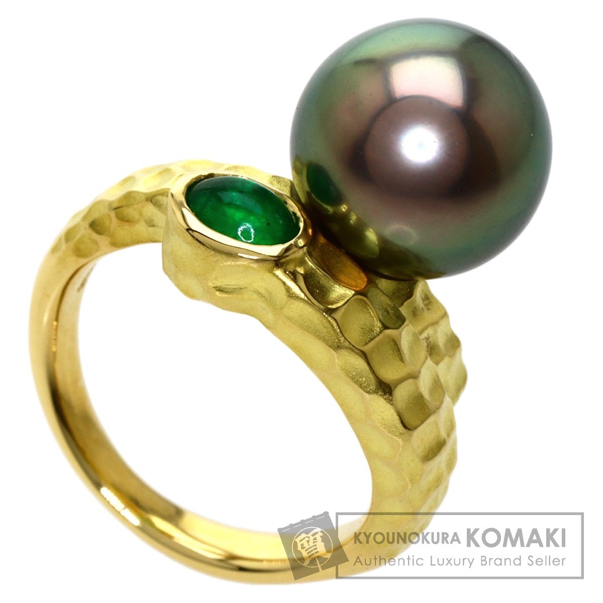 TASAKI タサキ 南洋 ブラックパール エメラルド リング・指輪 K18イエローゴールド レディース タサキ ブラックパール ダイヤモンド リング・指輪 K18イエローゴールド レディース
