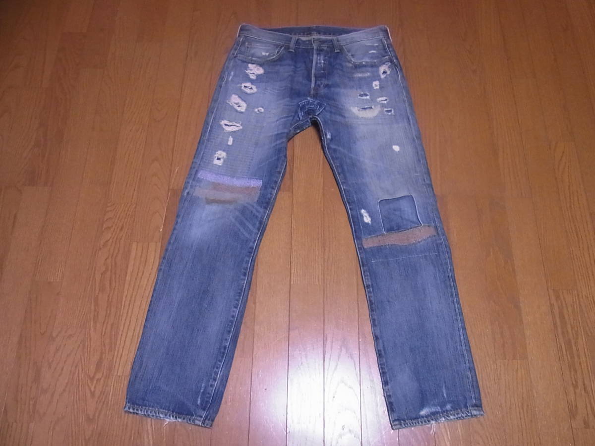 211-42/希少/廃盤/限定/Levi’ｓ/リーバイス/00501-1164/501/ リペア ダメージ クラッシュ リメイク ビンテージ加工/デニムパンツ/W32_画像1