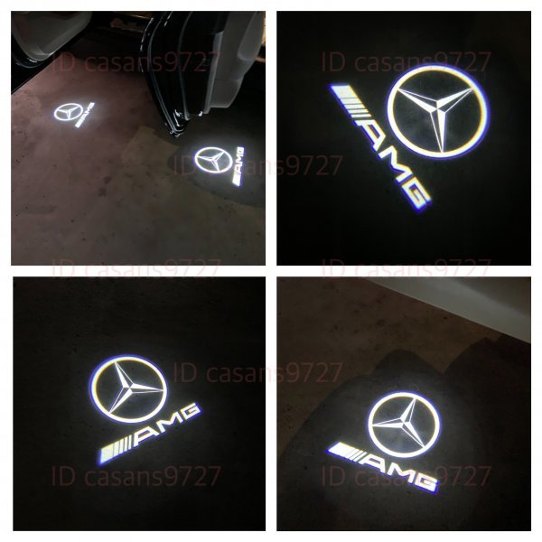 即納 Mercedes Benz AMG ロゴ カーテシ ランプ LED 純正交換タイプ W210 E クラス プロジェクター ドア ライト メルセデス ベンツ E class_画像2