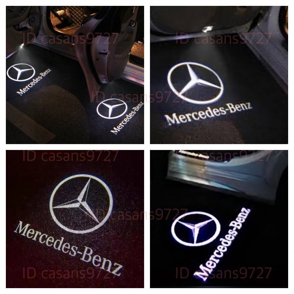 即納 Mercedes Benz ロゴ カーテシランプ LED 純正交換 W204 C180 Cクラス プロジェクタードア ライト メルセデス ベンツ ブラバス_画像2