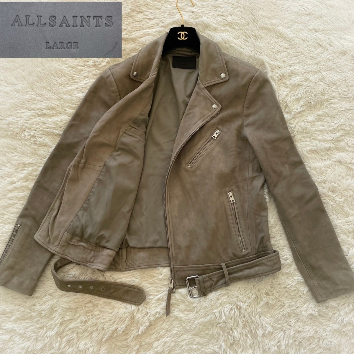 高級 美品】ALL SAINTS 羊革 レザー ダブルライダース Lサイズ レザー