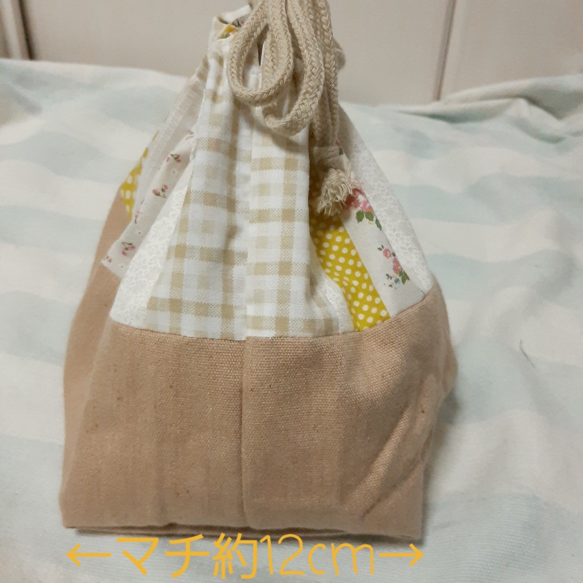 ハンドメイド◆お弁当袋◆L大きめ◆中高生・大人◆花柄水玉レース