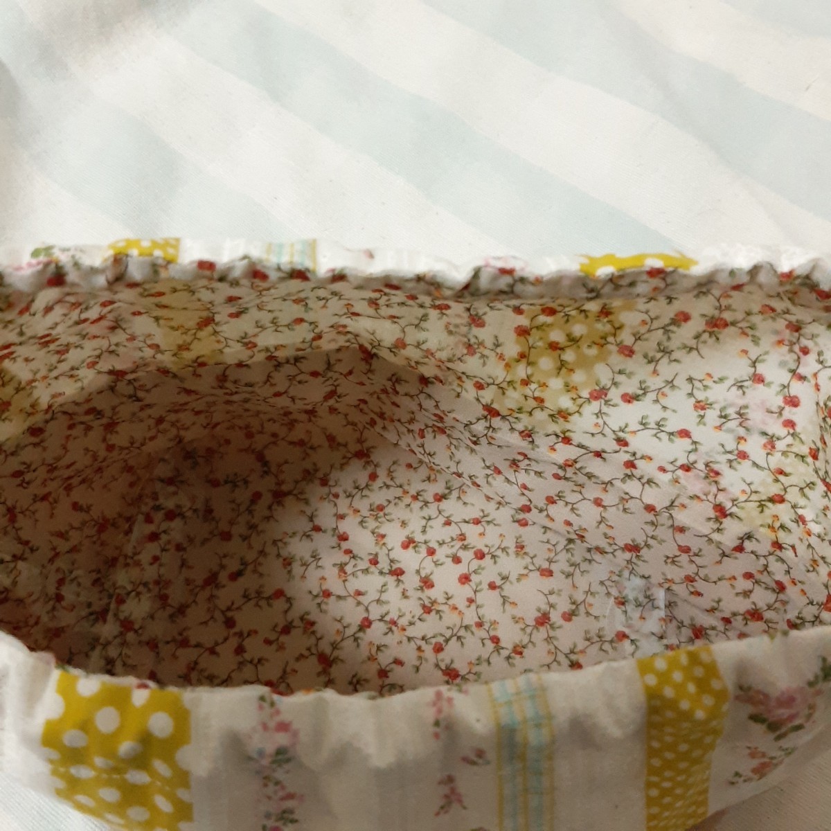 ハンドメイド◆お弁当袋◆L大きめ◆中高生・大人◆花柄水玉レース