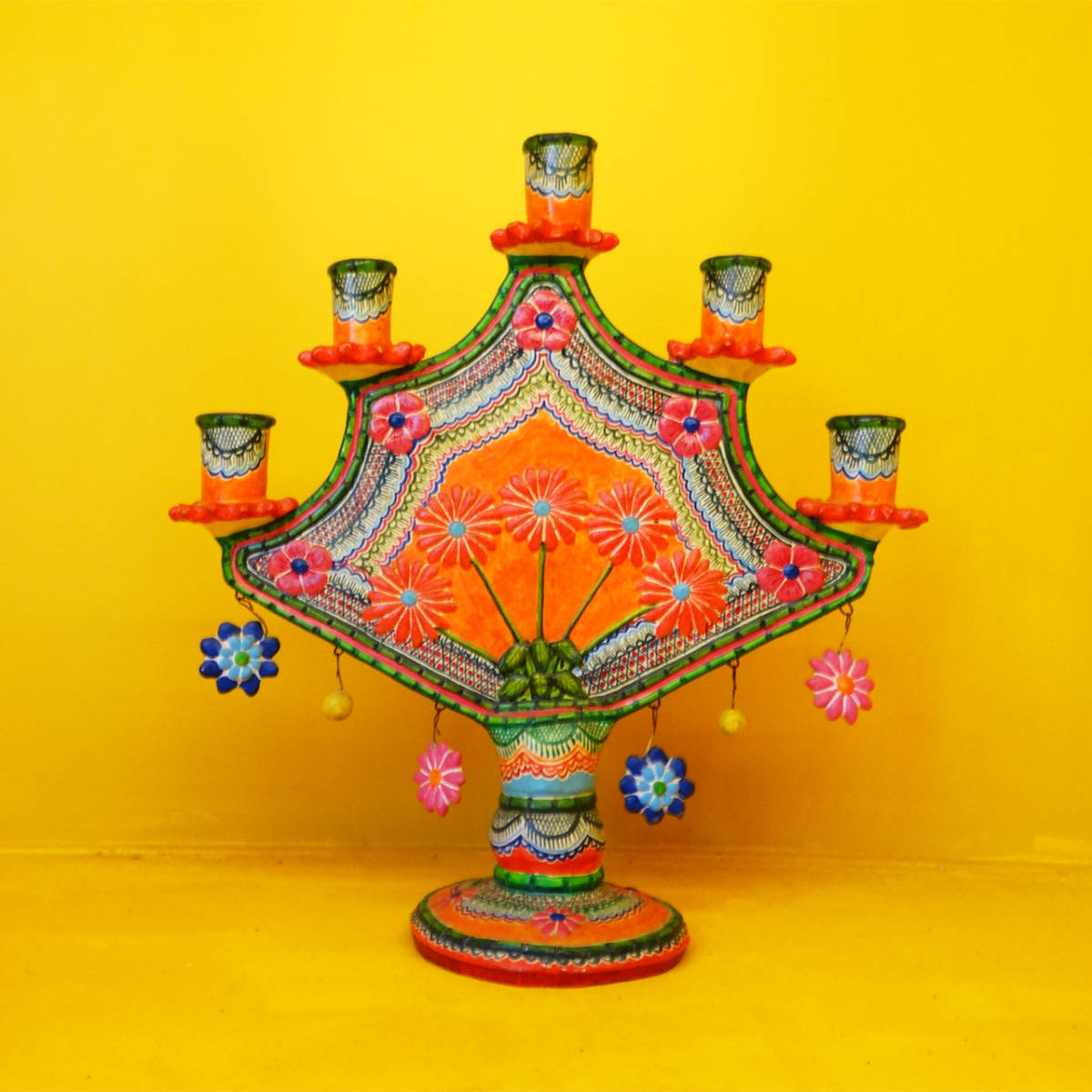 ★Vintage Mexican folk art tree of life candleholder_画像1