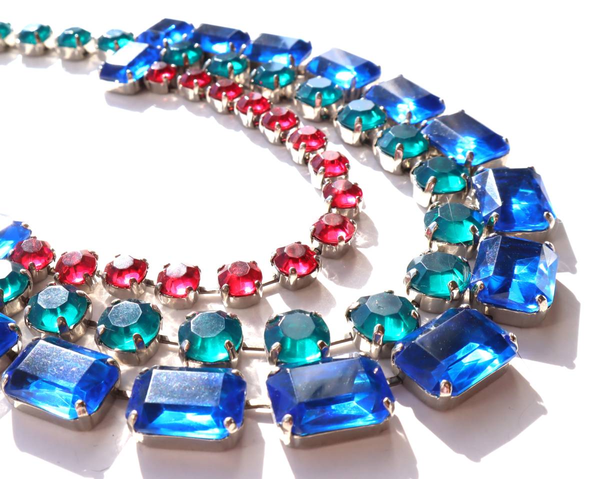 ★70s vintage red blue green acrylic necklace_画像5