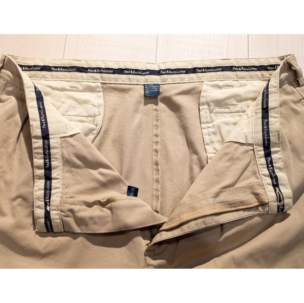 【大きいサイズ】W38L32 / 90’s POLO RALPH LAUREN ANDREW PANT ポロラルフローレン ベージュ ハイウエスト チノパン ツータック_画像6