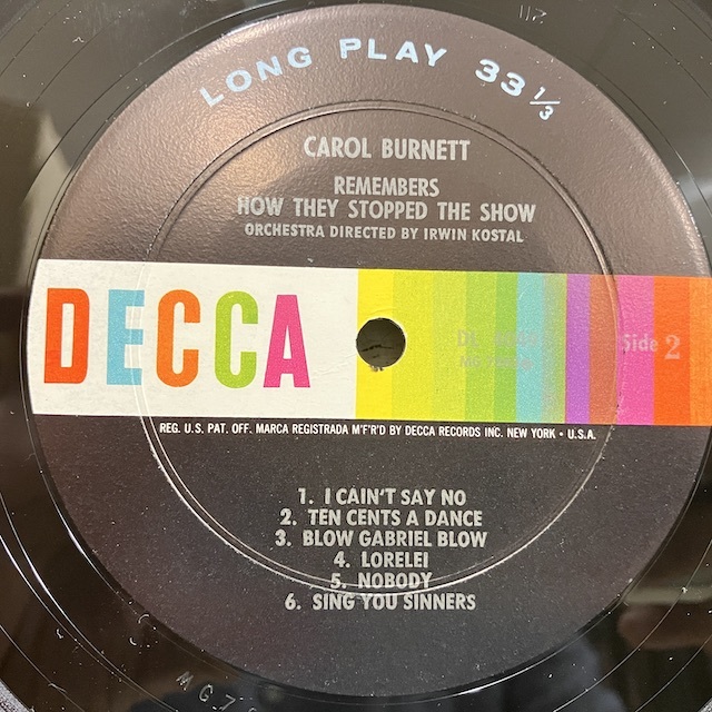 ●即決VOCAL LP Carol Burnett / Remembers How They Stopped The Show dl4049 jv3406 米オリジナル、Dg Stereo キャロル・バーネット _画像2