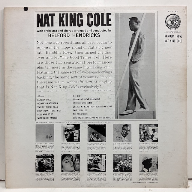 ●即決VOCAL LP Nat King Cole / Ramblin' Rose jv3420 米盤、艶無黒虹トップロゴ Stereo ナット・キング・コール_画像4