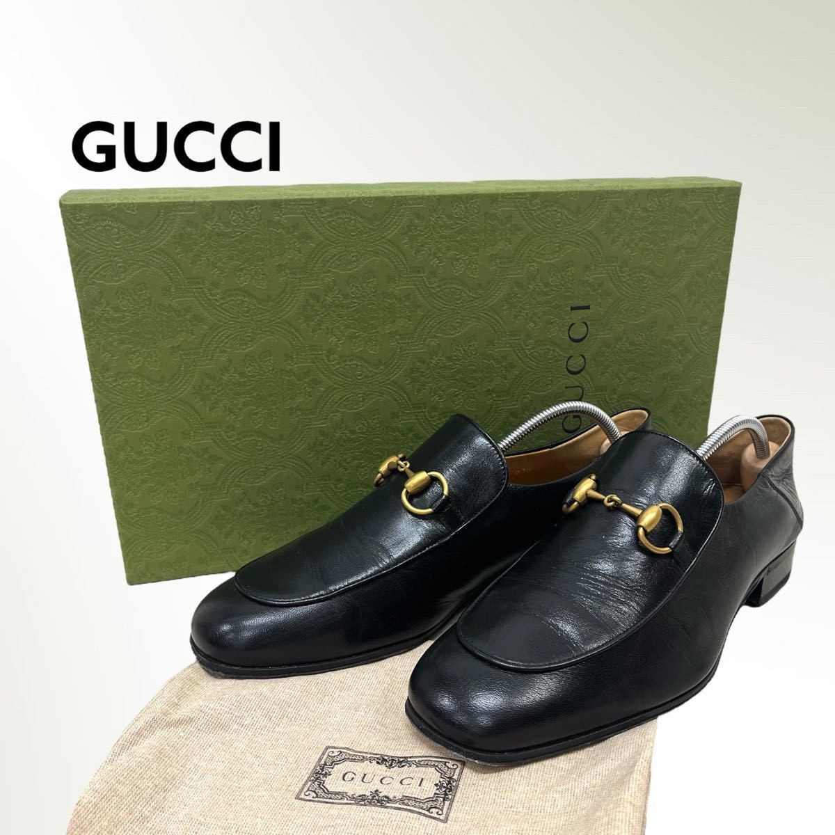 高級 箱保存袋付き GUCCI グッチ ゴールド ホースビット 金具 レザー