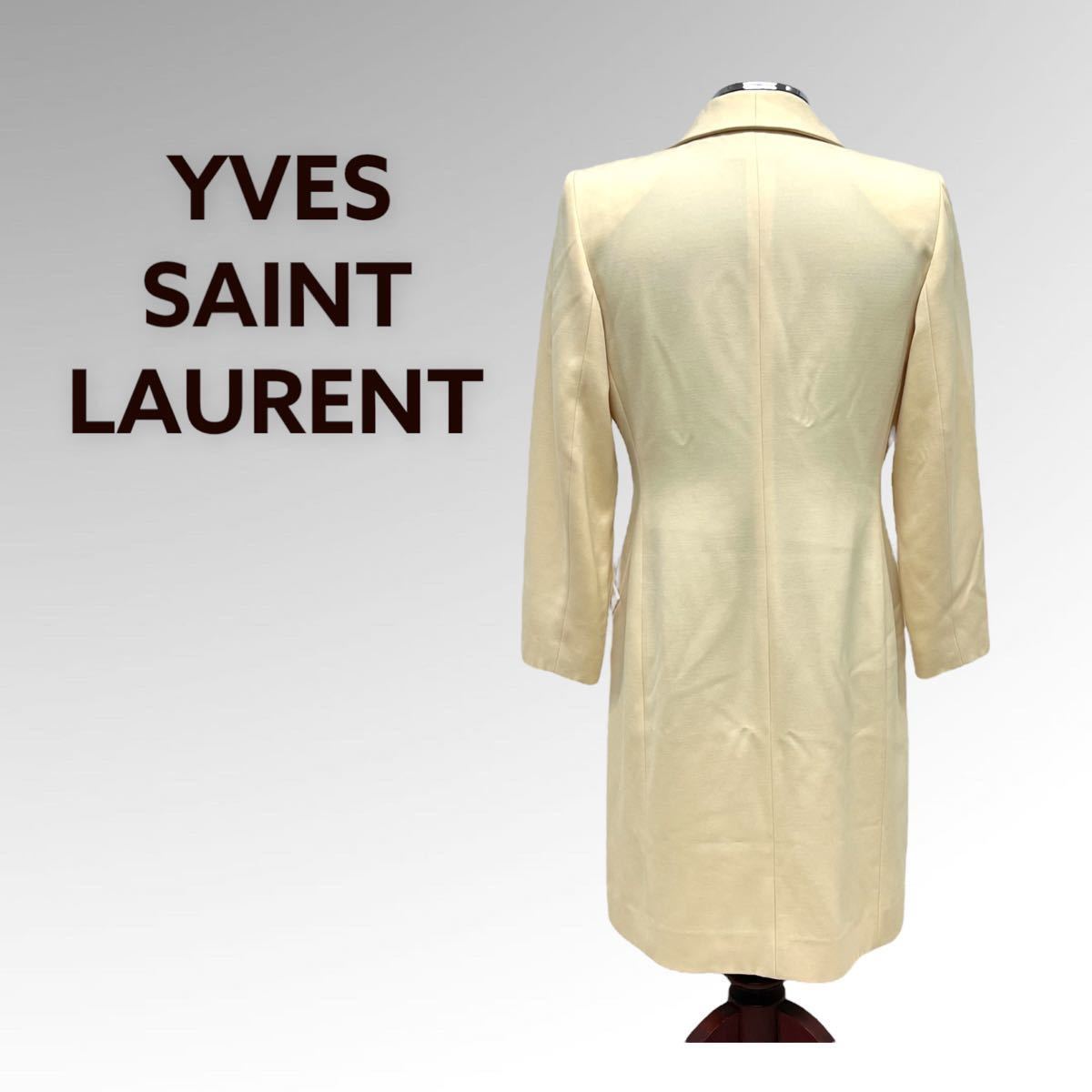 Yves Saint Laurent イヴサンローラン Vintage ヴィンテージ ウール ゴールド刺繍 チェスターコート レディース