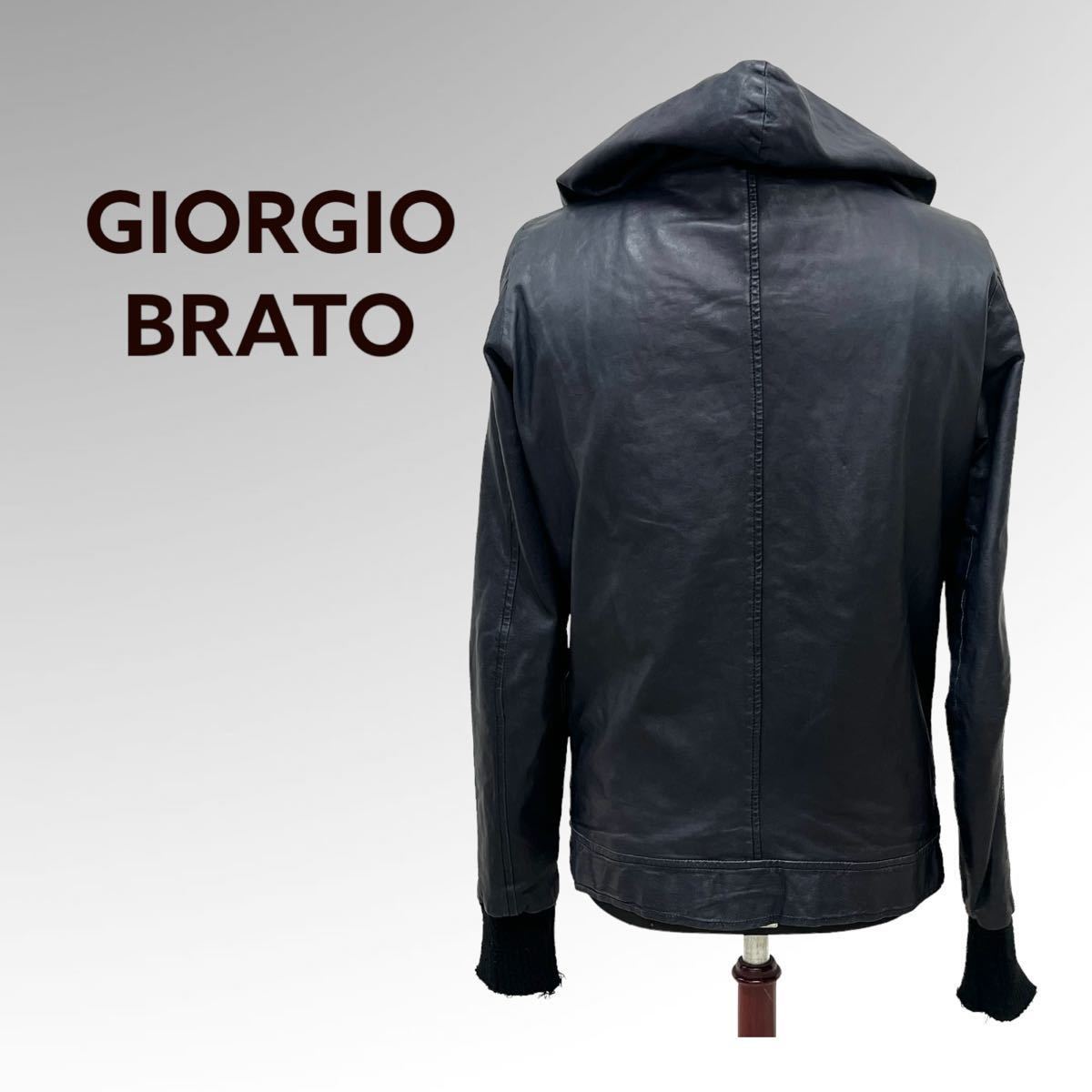 GIORGIO BRATO ジョルジオ ブラット 羊革 ラムレザー フード付き