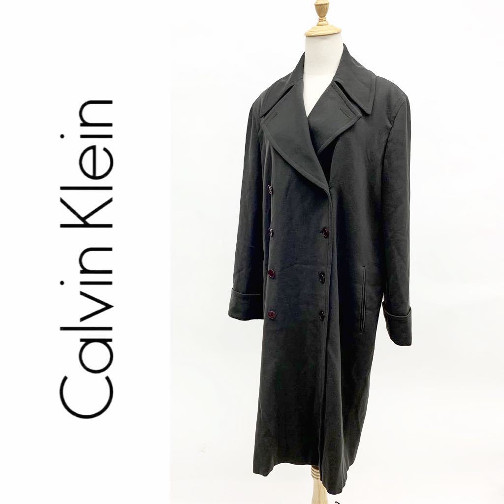 【美品】Calvin Klein カルバンクライン コート ロングコート ダブルフェイス ウール100% ダークグリーン レディース トップス サイズ1